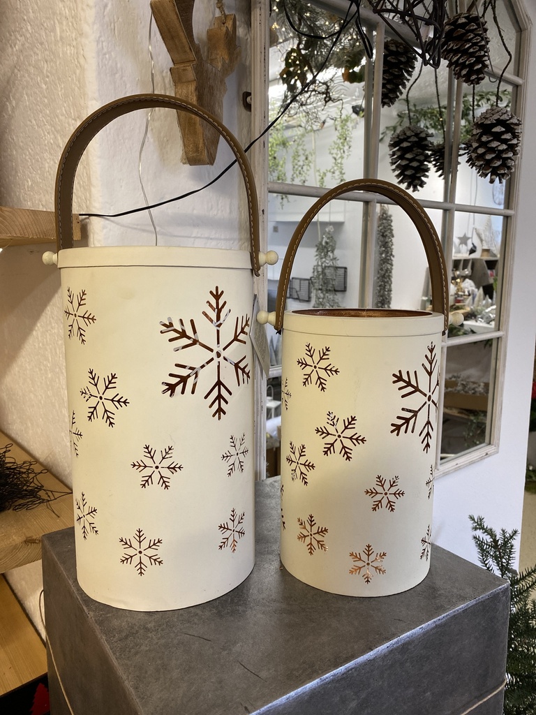 Windlicht Schneeflocke (weiß)