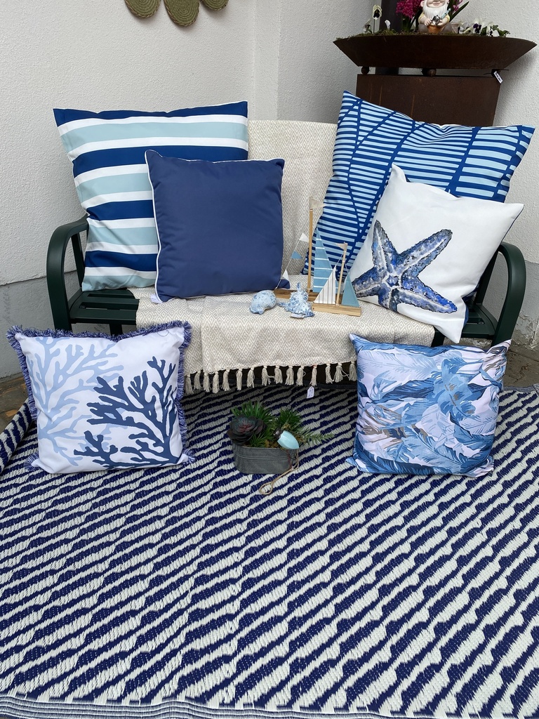 Outdoorkissen XL (blau gemustert)