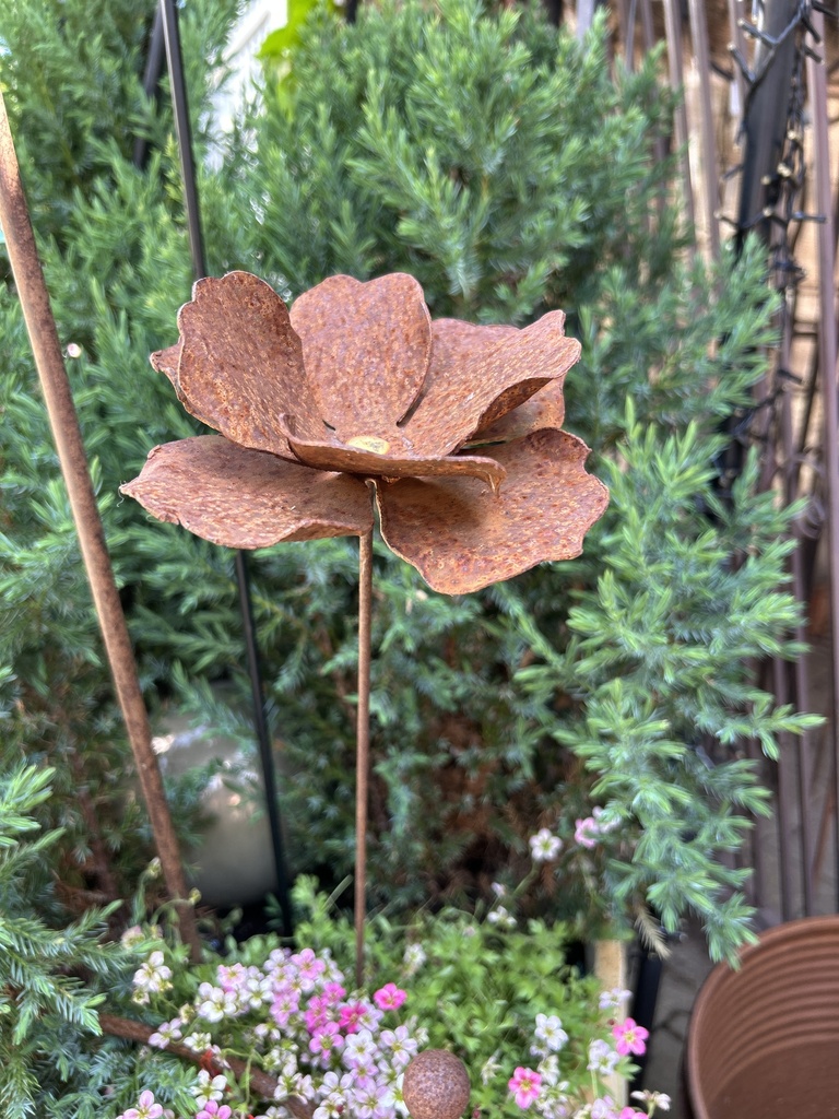 Gartenstecker Mohn mit Goldmitte