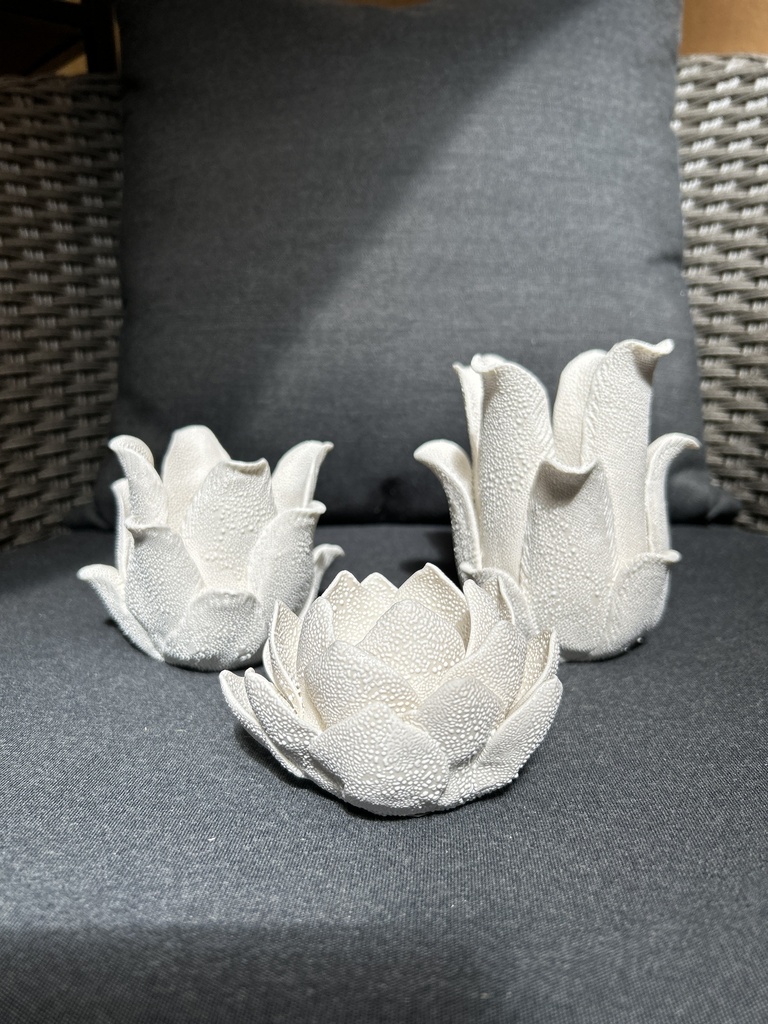 Teelichthalter Porzellan "FLORINA" creme