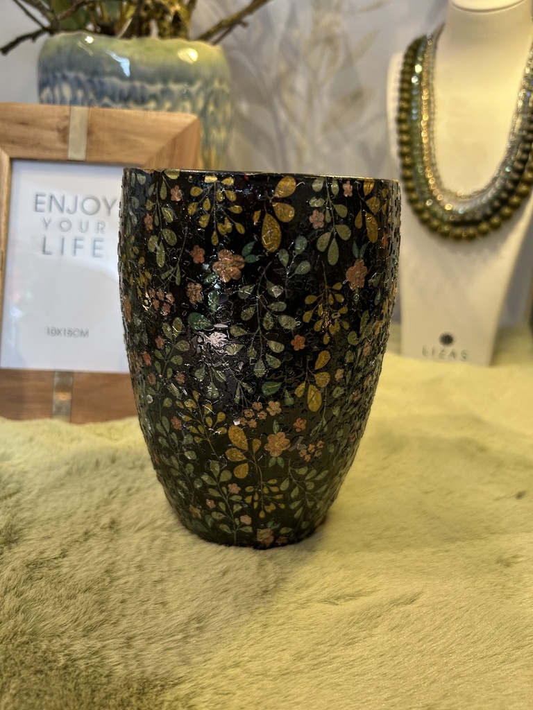 Glas Blütendekor Teelichthalter