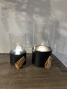 Metallwindlicht mit Lederhenkel klein