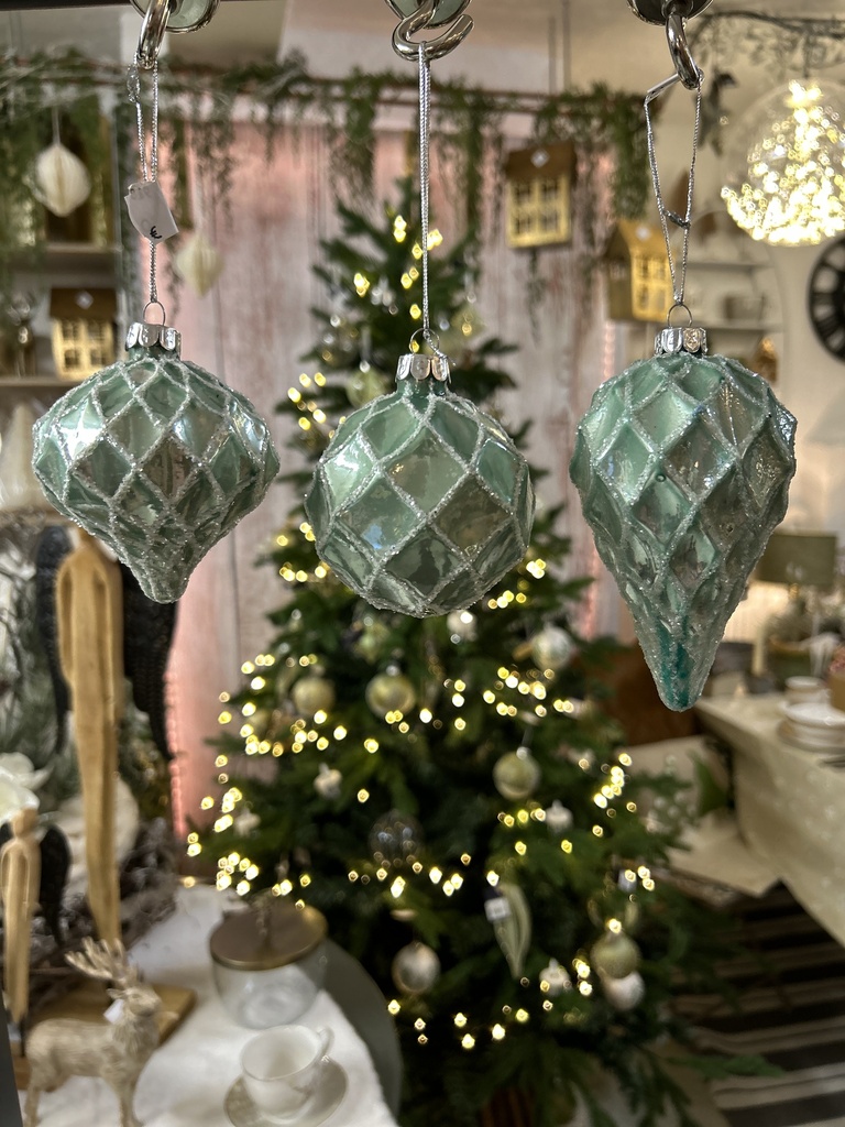 Weihnachtskugel 3er Set mint Raute