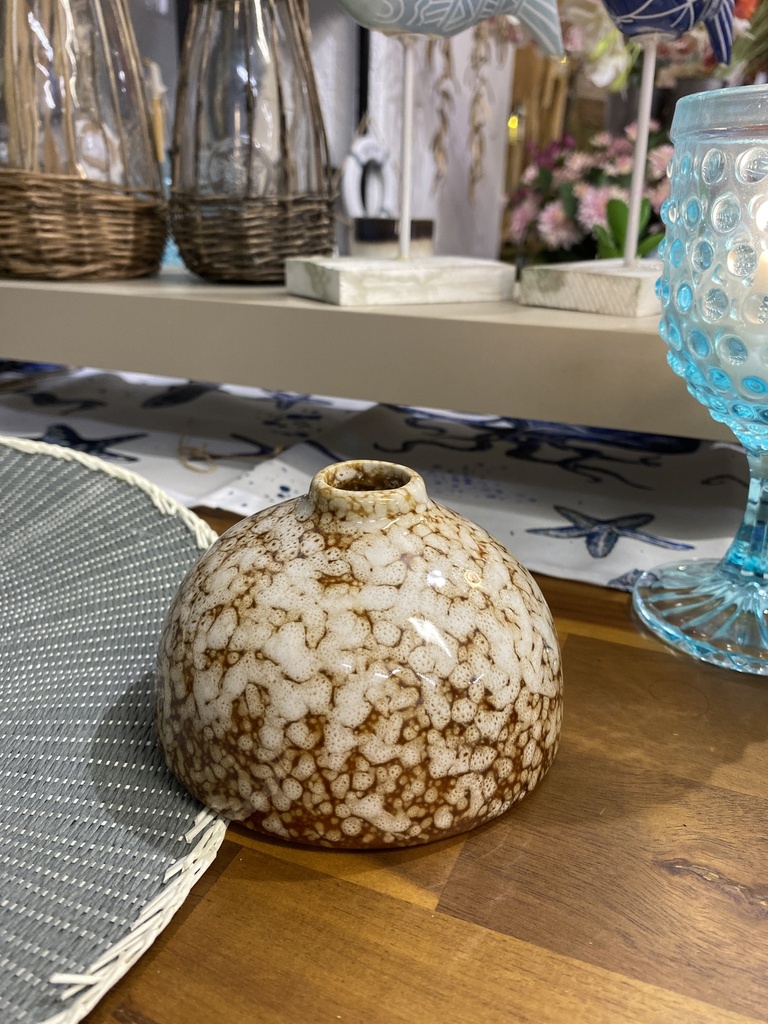 Keramik-Vase braun/beige