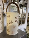 Laterne Schneeflockenmotiv cremeweiß