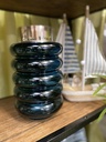 Glas-Vase petrol/blau