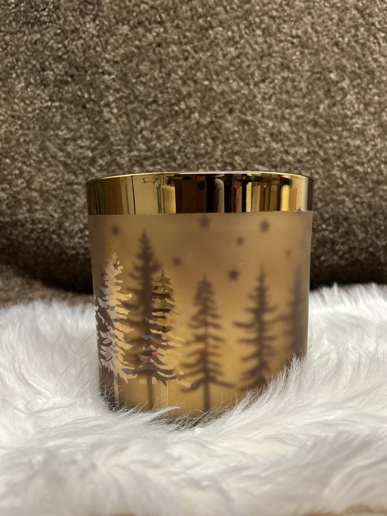 Windlicht Tannenbaummotiv gold 15cm