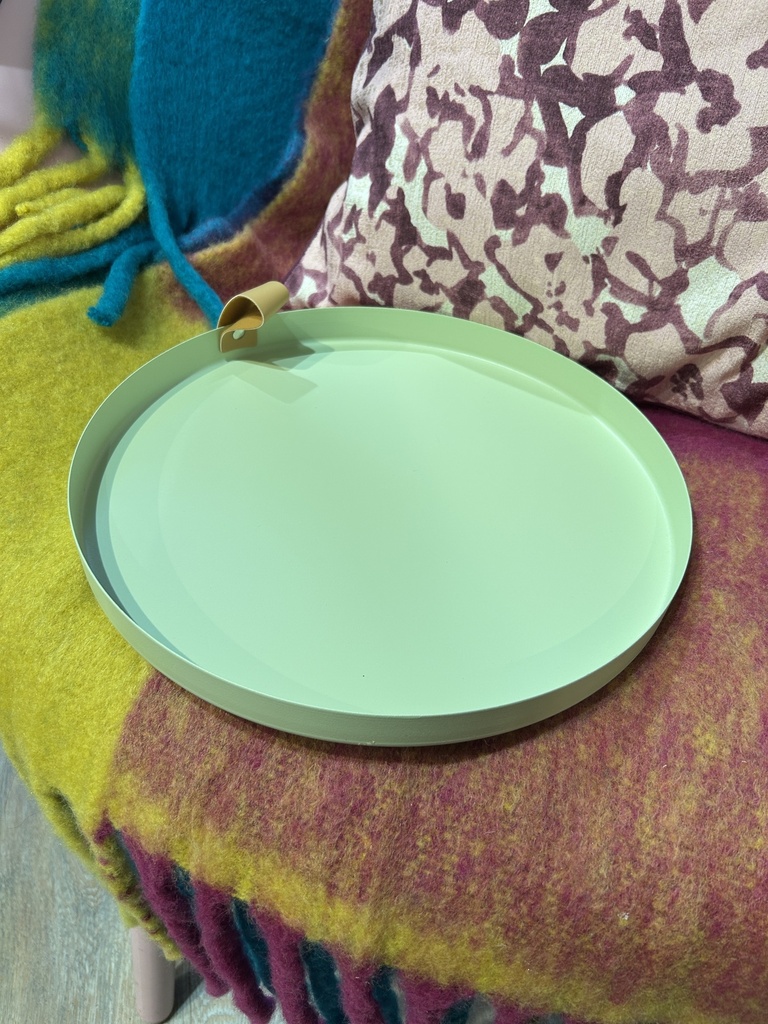 Metalltablett rund mintgrün