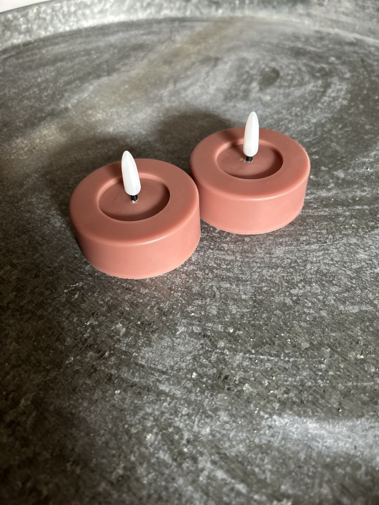 LED Teelicht 2er Set Outdoor altrosa