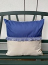 Outdoorkissen (blau-beige mit Fransen)