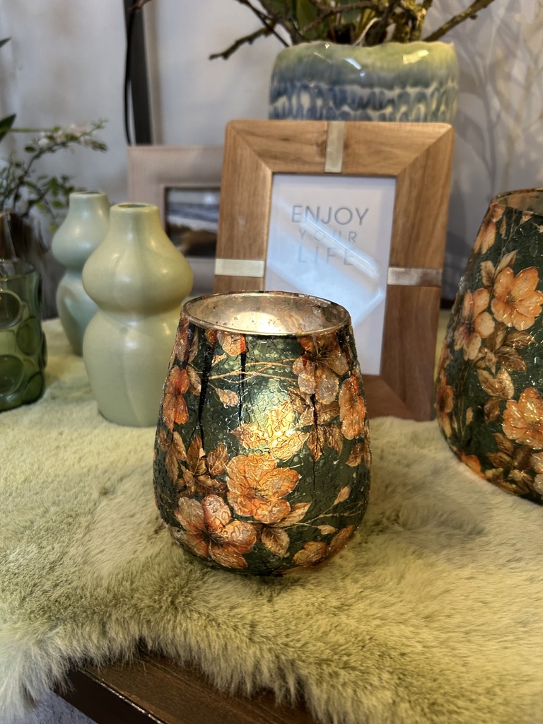 Glas Blumendesign Teelichthalter