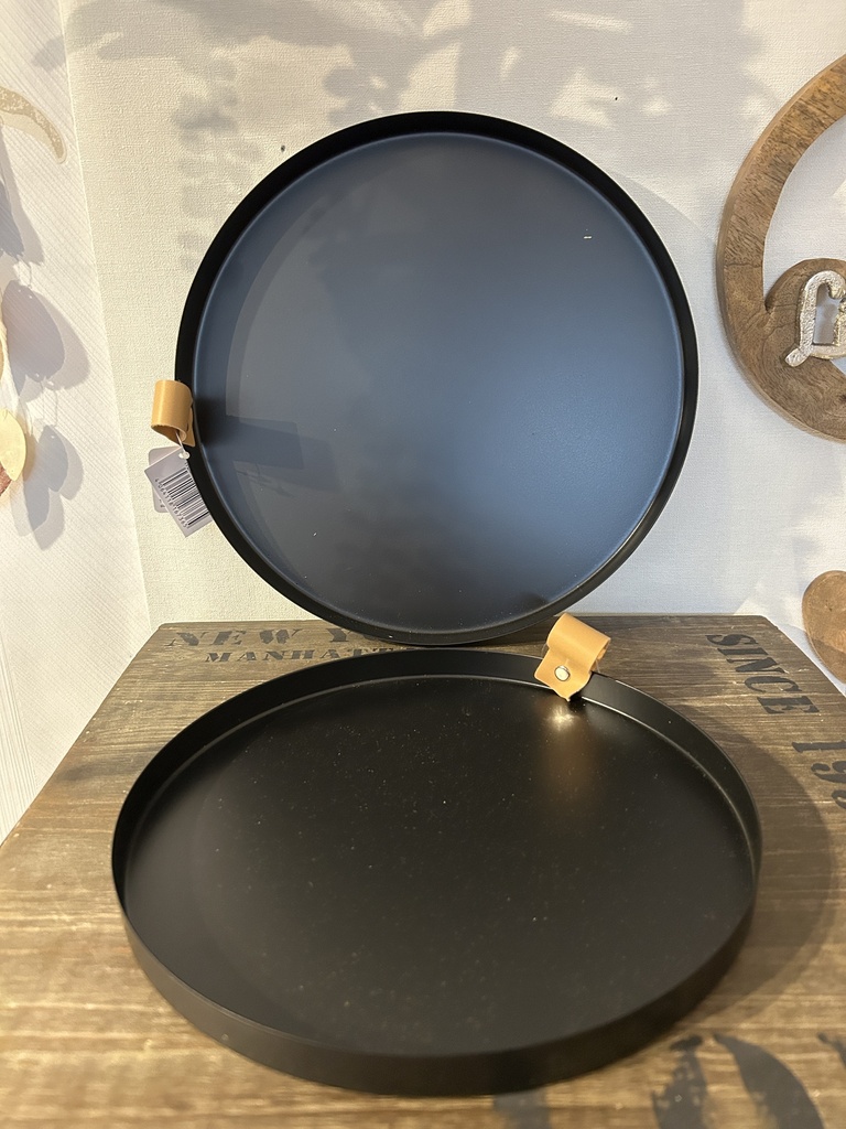 Metall-Tablett schwarz, rund