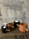 Metallwindlicht mit Lederhenkel amber 8,5 cm