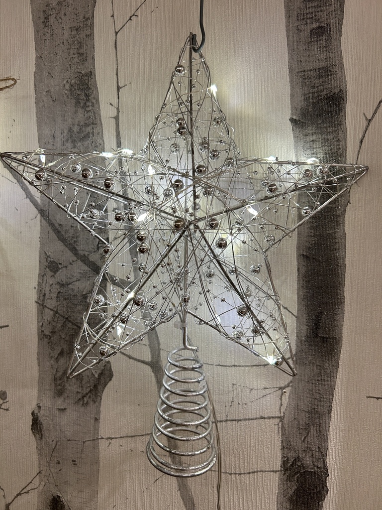 Christbaumspitze silber beleuchtbar 15 LED