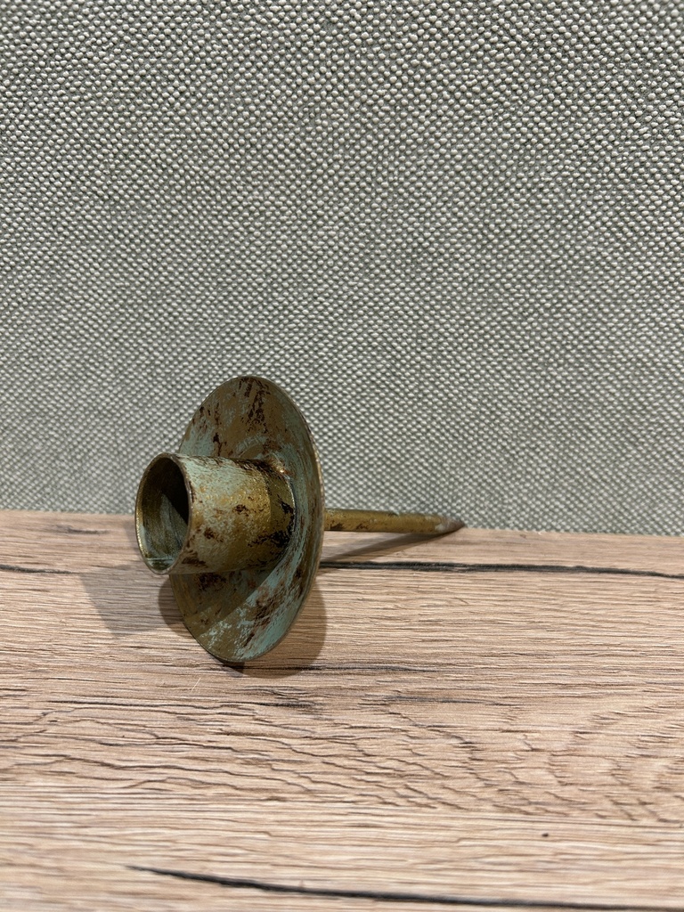 Kerzenteller auf Stab grün-antik