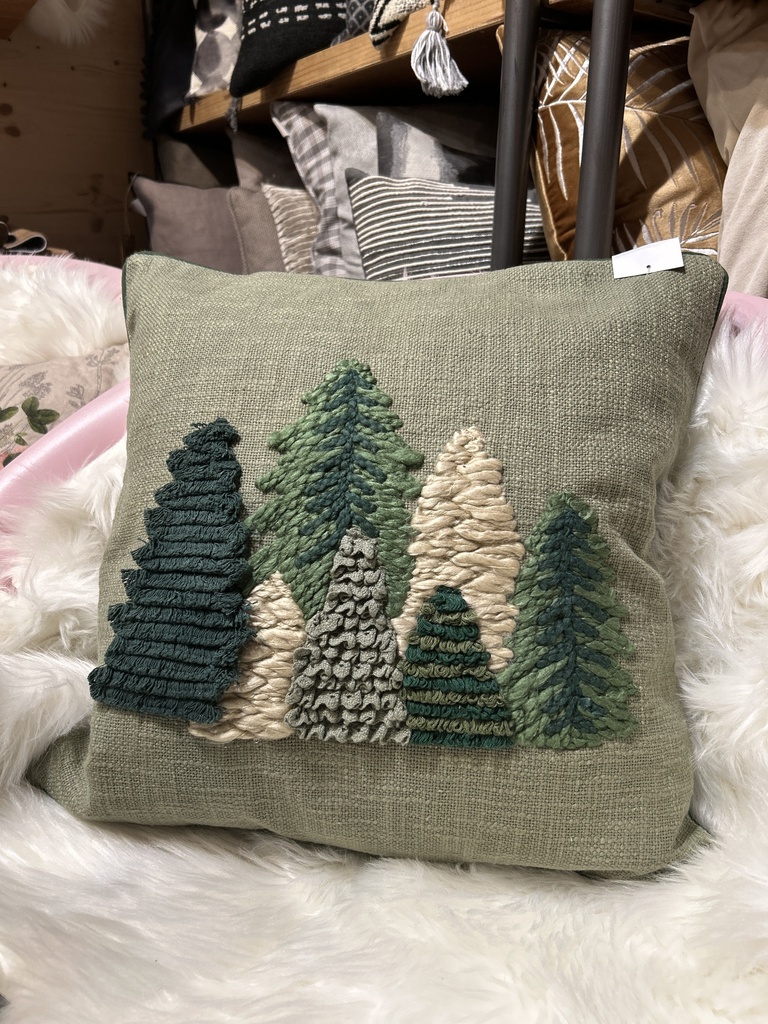 Kissenbezug Tannenbäume naturgrün