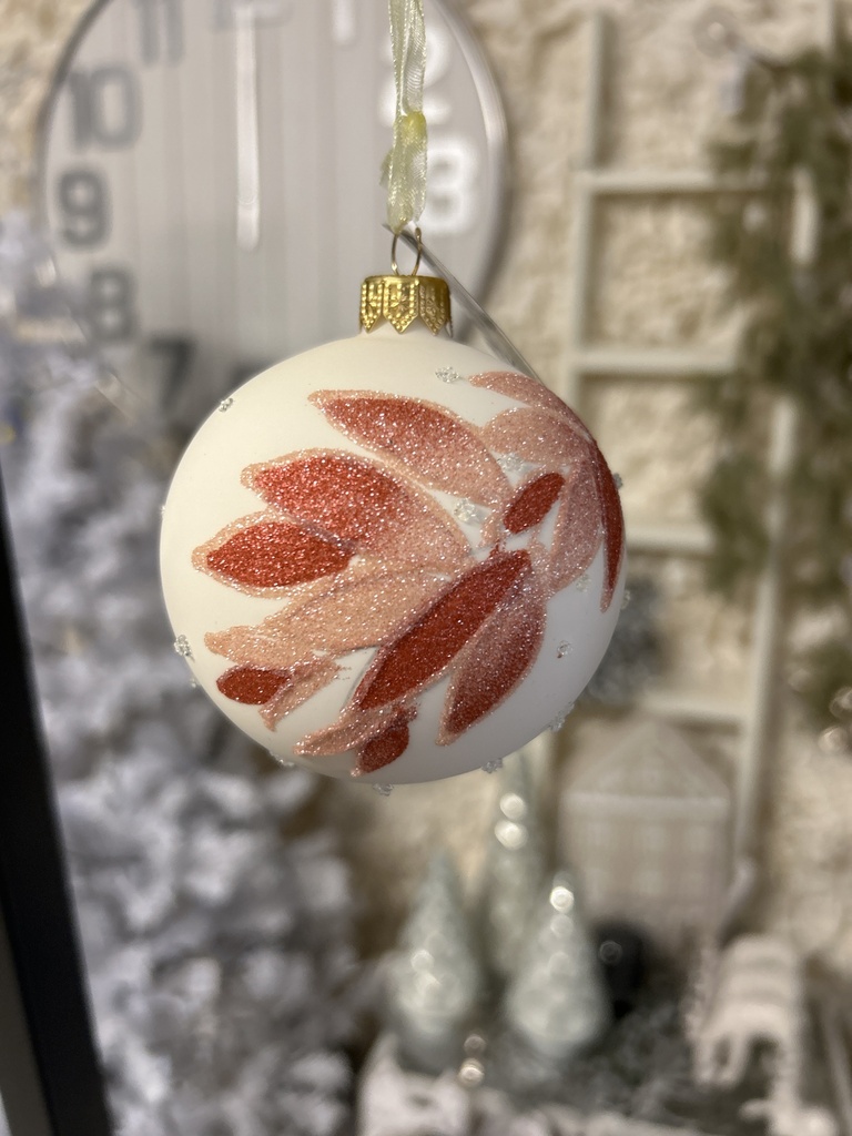 Weihnachtskugel creme weiß Floral