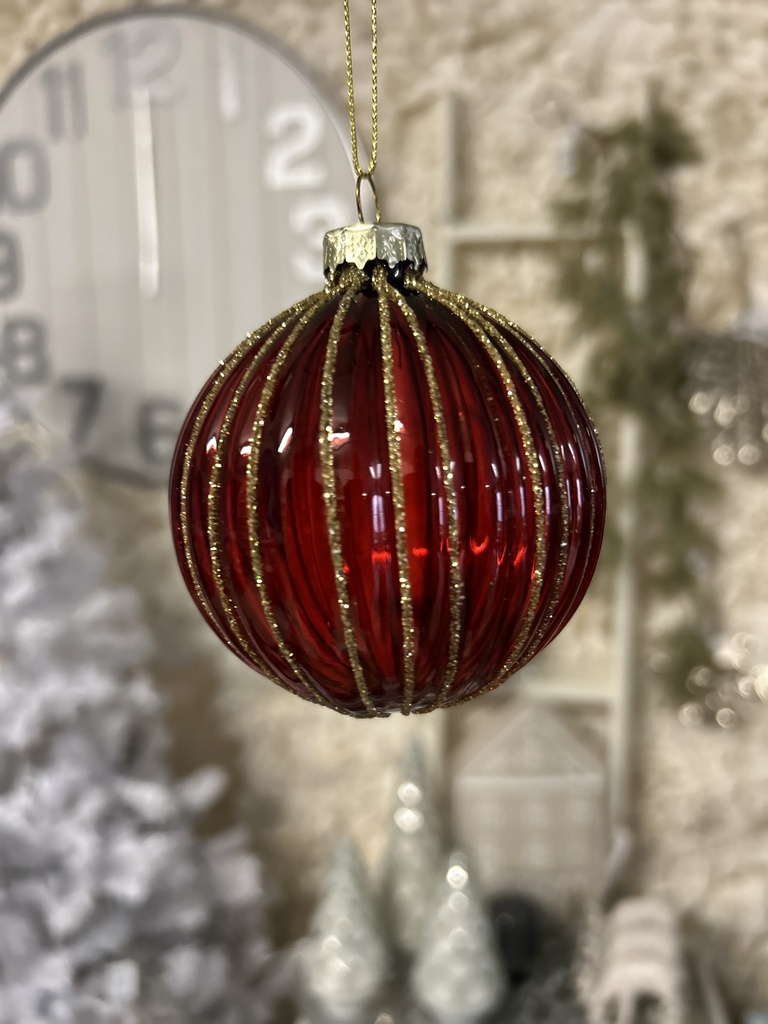 Weihnachtskugel dunkelrot/gold klassisch