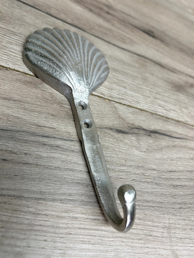 Kleiderhaken Metall Muschel silber