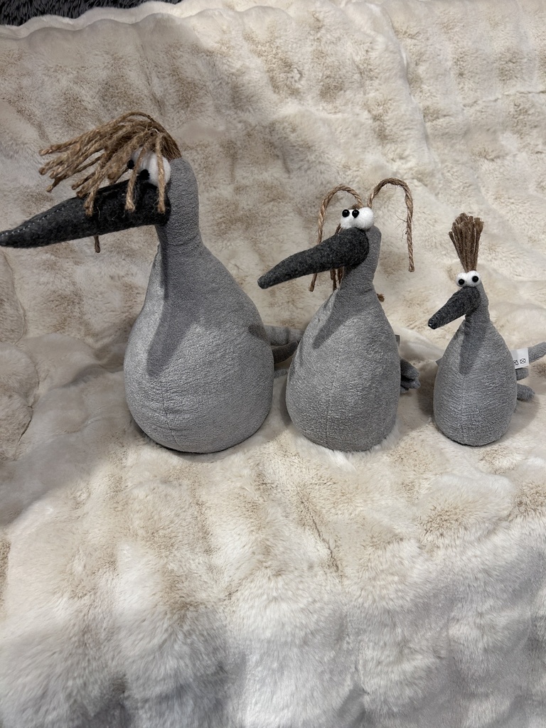 Vogel Crazy mit Sandfüllung grau