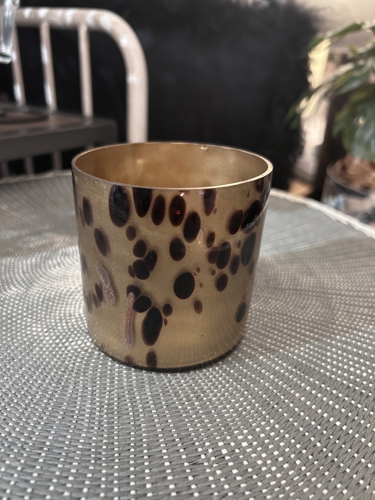 Windlicht Glas braun gepunktet