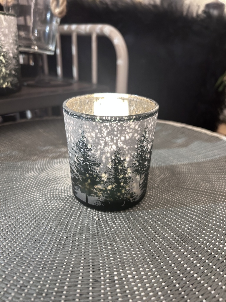 Windlicht Tannenwald Glas
