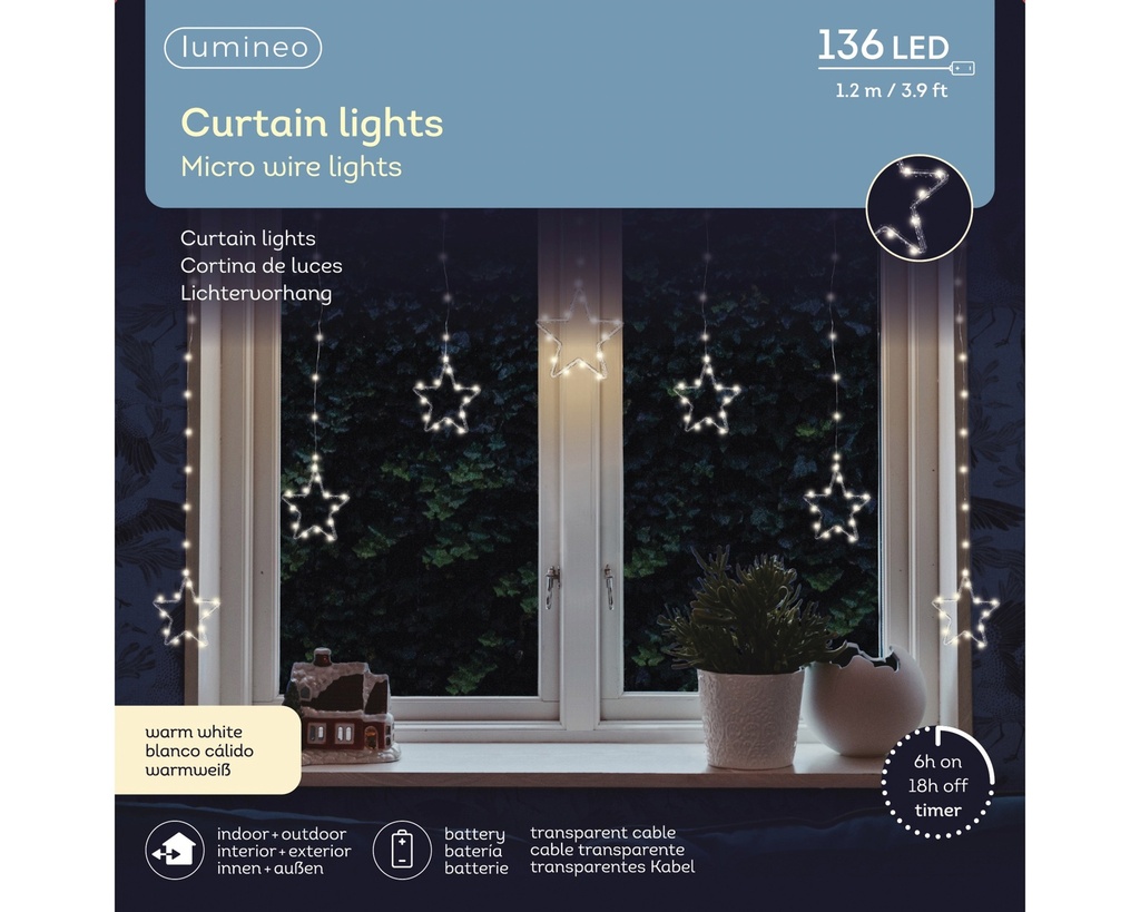 LED Fenstervorhang mit Sternen