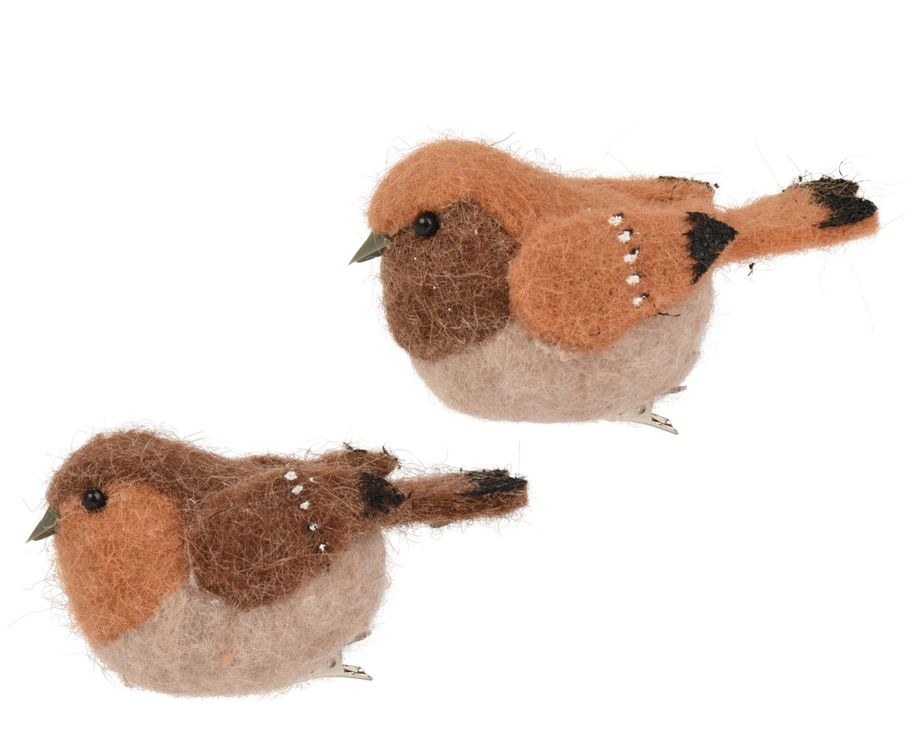 Vogelpaar auf Clip braun