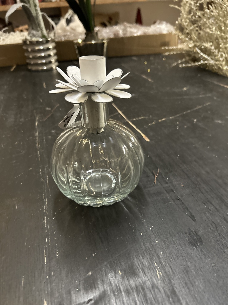 Kerzenhalter weiß Glas Blüte