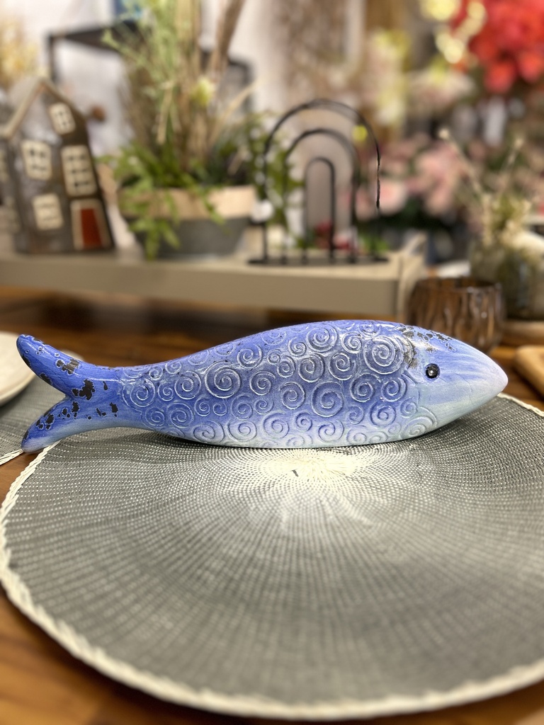 Fisch aus Keramik blau