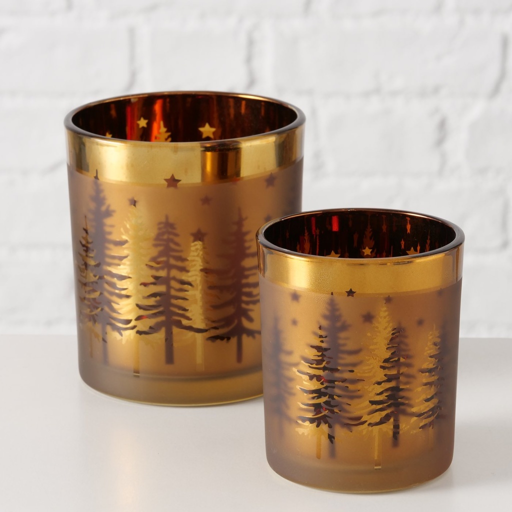 Windlicht Tannenbaummotiv 2er Set