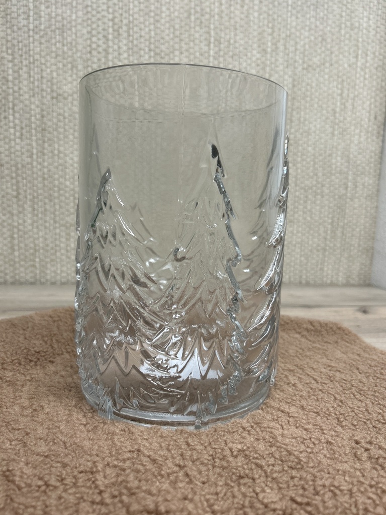 Windlicht Tannenbaummotiv transparent 22cm