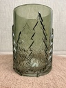 Windlicht Tannenbaummotiv Glas grün 22cm