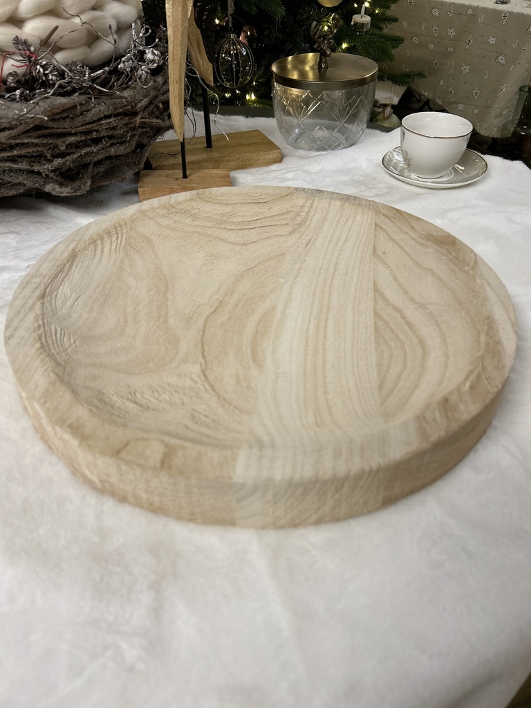 Holztablett rund natur