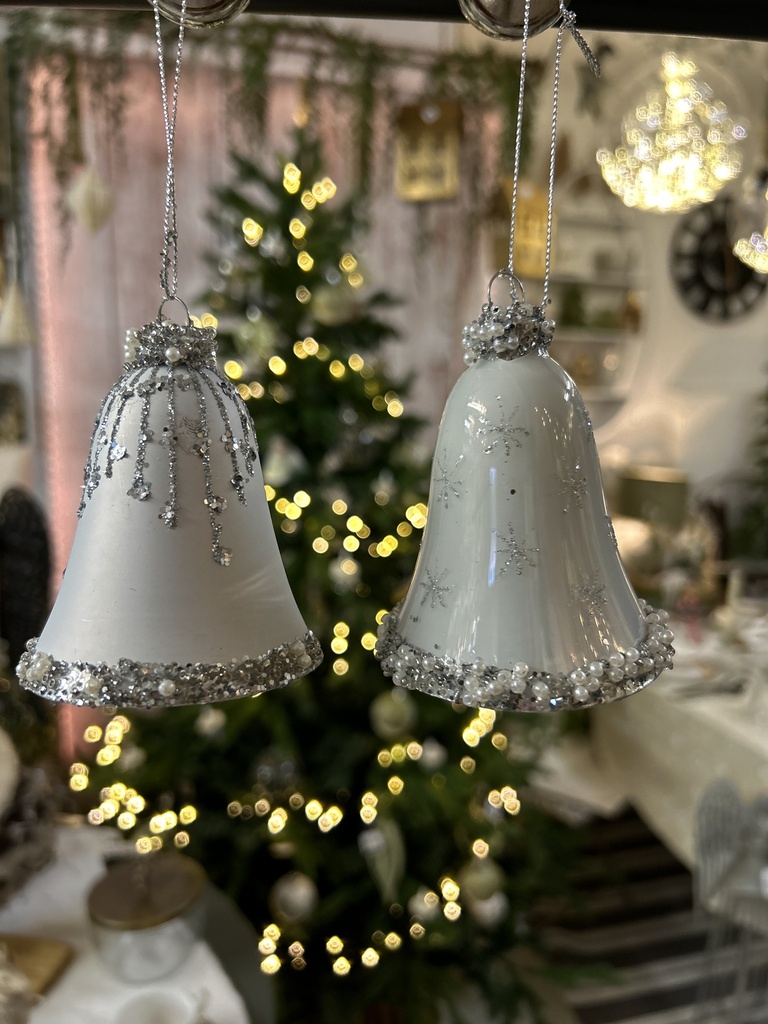 Weihnachtsanhänger Glocke silber 2er Set