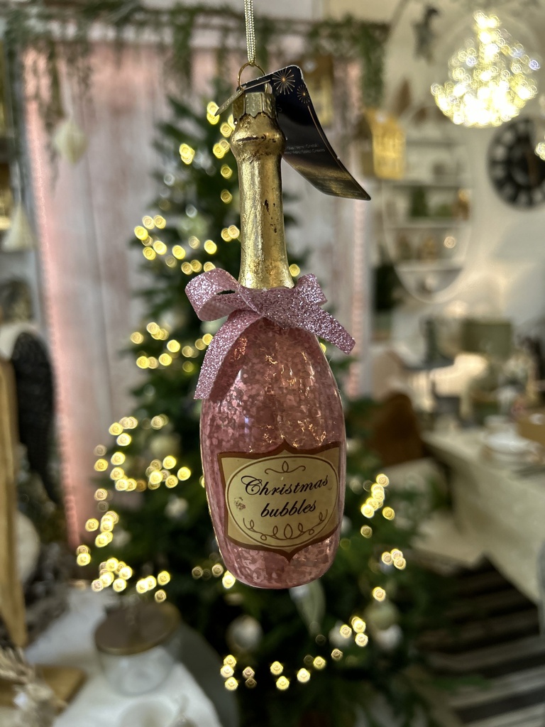 Weihnachtsanhänger Sektflasche rose