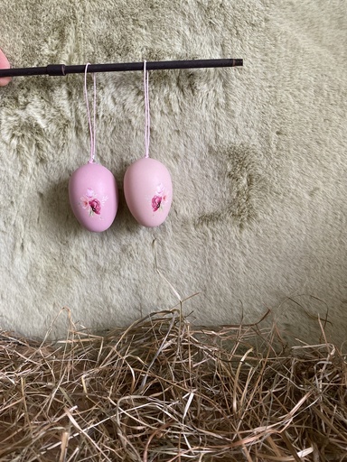 [P0001345] Ostereier 12er rosa mit Motiv