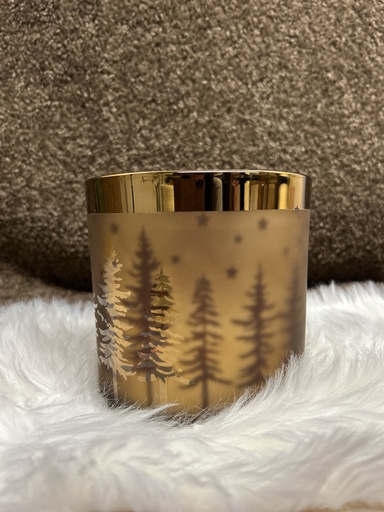 [P0001736] Windlicht Tannenbaummotiv gold 15cm