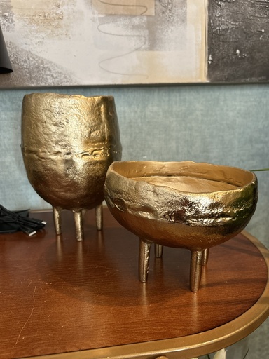 Vase/Schale Gold auf Füßen