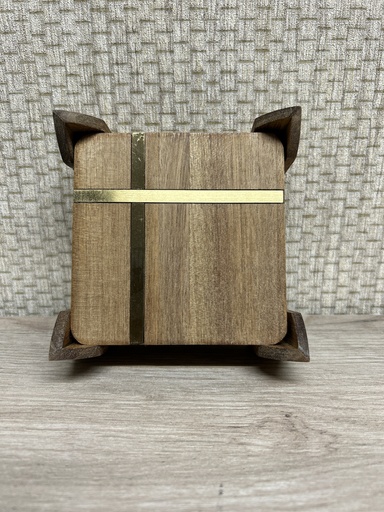 [P0002198] Glasuntersetzer Holz (gold)