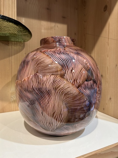 [P0002419] Metall-Vase "Milos" braun-hellbraun