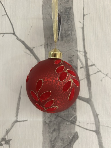 Weihnachtskugel rot Samt