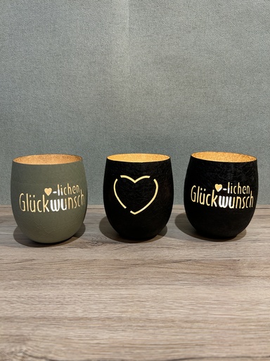 Windlicht Schriftzug Herzlichen Glückwunsch