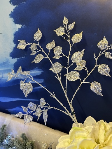 Zweig silber mit Blätter