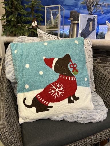 [P0002940] Weihnachtskissen Dackelmotiv mit Füllung