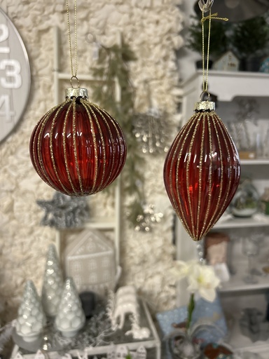 Weihnachtskugel dunkelrot/gold klassisch