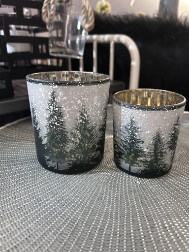 Windlicht Tannenwald Glas