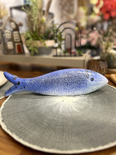 [P0000596] Fisch aus Keramik blau